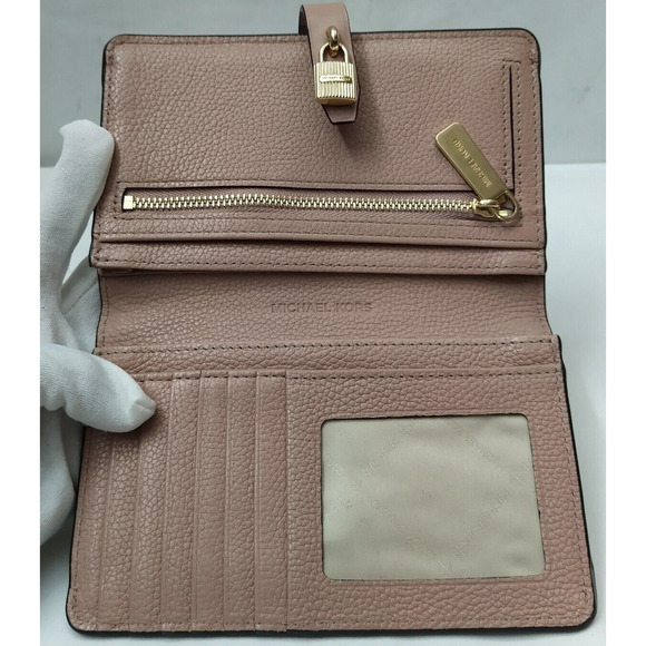 Michael Kors Mercer Pink Pebbled Leather Credit Card ID Window Bifold Wallet - Picture 9 of 16